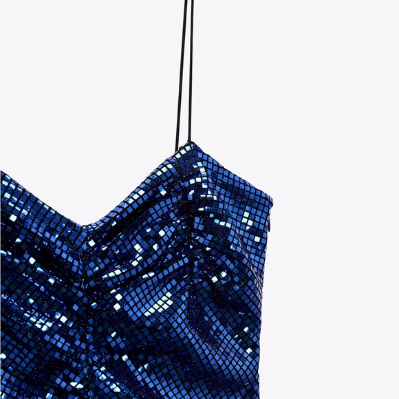 Zara Blue Sequin Mini Dress - Picture 16 of 16